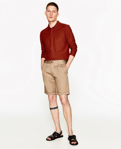 Коричневые шорты с защипами Zara