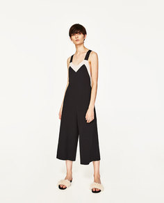 Двухцветный укороченный комбинезон Zara