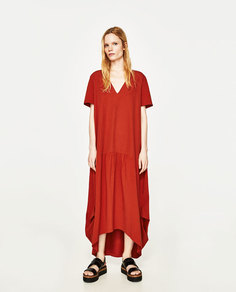 Длинное комбинированное платье Zara
