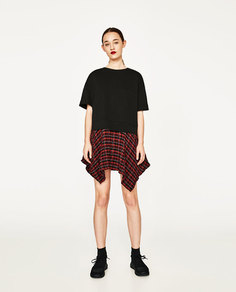 Комбинированная туника в клетку. Zara
