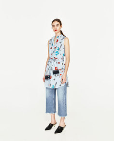 Платье с полосками и цветочным узором Zara