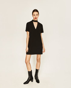 Мини-платье с деталью на горловине Zara