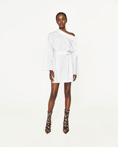 Туника из поплина с металлическими деталями Zara