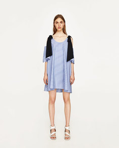 Платье из поплина с контрастными бантами Zara