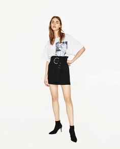 Боди из поплина с двухцветным принтом Zara