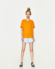 Футболка из фасонной хлопковой пряжи Zara