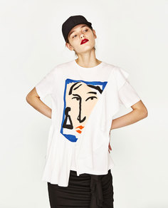 Футболка из органического хлопка с воланом Zara