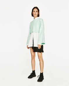 Укороченная толстовка с широкими рукавами Zara