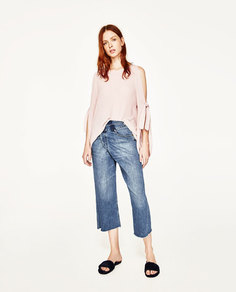 Свитер с открытыми плечами и бантом Zara