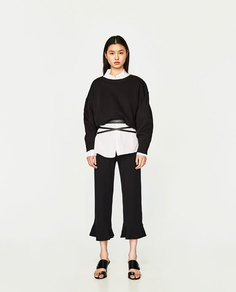 Брюки из трикотажа в рубчик с воланами Zara