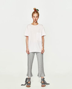 Брюки из трикотажа в рубчик с воланами Zara