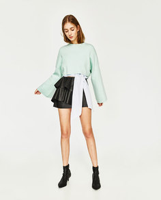 Мини-юбка из искусственной кожи с воланом Zara