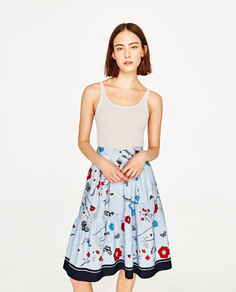 Юбка в полоску с цветочным принтом Zara
