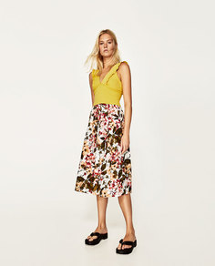 Юбка миди с принтом Zara