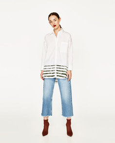Рубашка в стиле oversize с полосками по низу Zara