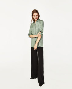 Рубашка цвета хаки Zara