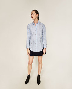 Рубашка в стиле oversize с принтом Zara