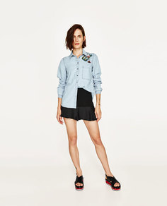 Рубашка из денима с вышивкой Zara