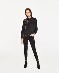 Рубашка с цветочной вышивкой Zara