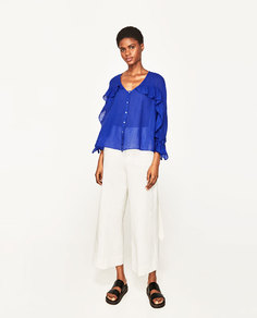 Блуза из рами с воланами и бантами Zara