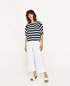 Двухцветный топ с бусинами Zara