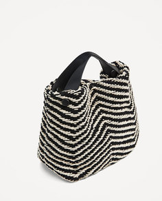 Комбинированная сумка-мешок из ткани Zara