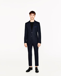 Синие костюмные брюки с окантовкой Zara