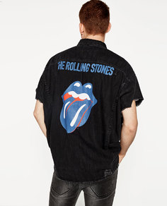 Рубашка rolling stones в стиле oversize Zara