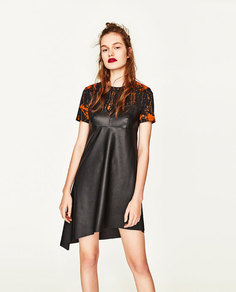 Платье комбинированное асимметричное Zara