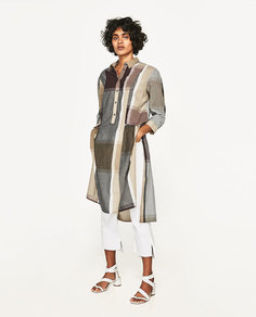 Туника рубашечного кроя в клетку Zara
