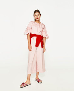 Широкие брюки с отворотами по низу Zara