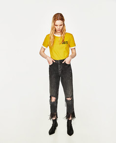 Джинсы mom fit с высокой посадкой Zara