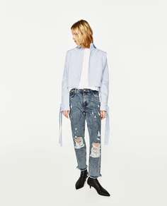 Джинсы mom fit с высокой посадкой Zara