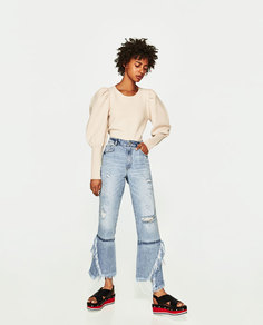 Расклешенные джинсы с высокой посадкой Zara