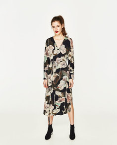 Платье-халат с принтом Zara