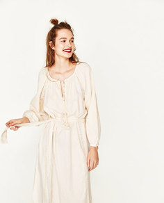 Платье миди с вышивкой Zara