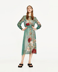 Платье струящегося кроя с цветочным принтом Zara