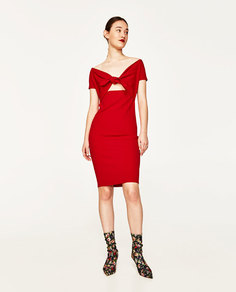 Платье с узлом спереди Zara