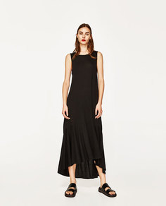 Длинное платье с асимметричным воланом Zara