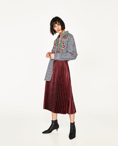 Рубашка в клетку виши с вышивкой Zara