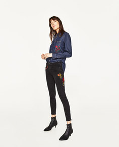 Джинсовая рубашка с вышивкой Zara