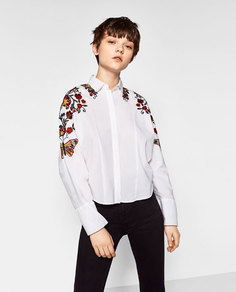 Рубашка с цветочной вышивкой Zara