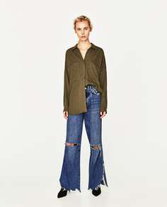 Рубашка в стиле oversize с карманом Zara