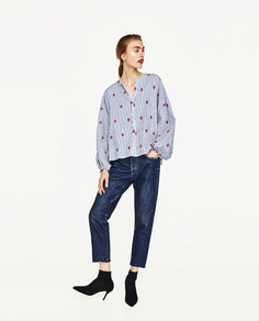 Блуза в полоску с вышивкой Zara