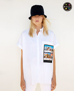 Рубашка в стиле oversize с карманом с принтом. maui and sons ® Zara