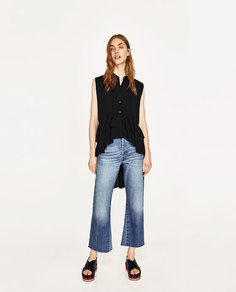 Рубашка асимметричного кроя с воланами Zara