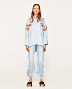 Рубашка с цветочной вышивкой Zara