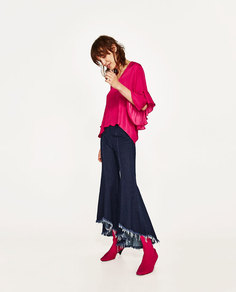 Блуза с воланами на рукавах Zara