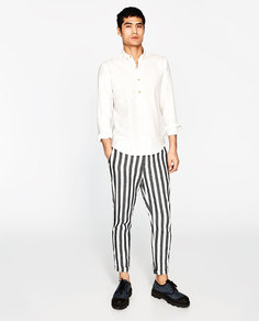 Рубашка из хлопка и льна Zara