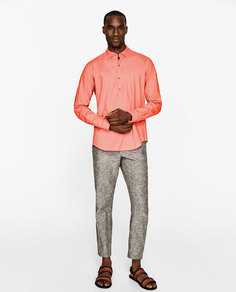 Рубашка из хлопка и льна Zara